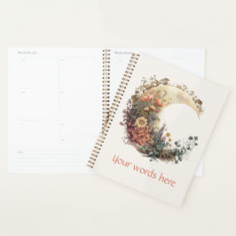 Create Your Own Autumn Floral Crescent Moon Planer