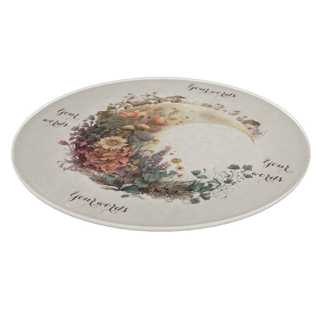 Create Your Own Autumn Floral Crescent Moon Schneidebrett (Ecke)