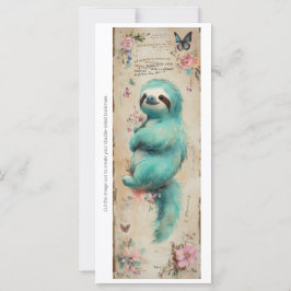 Create Your Own Baby Teal Sloth Bookmark Card