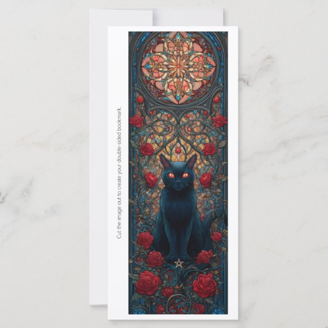 Create Your Own Black Cat Red Roses Bookmark Card (Vorderseite)