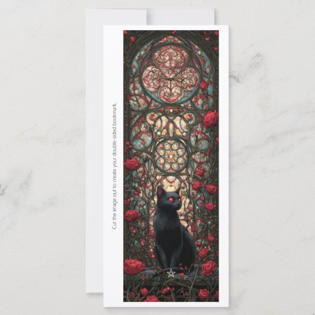 Create Your Own Black Cat Roses Bookmark Card (Vorderseite)