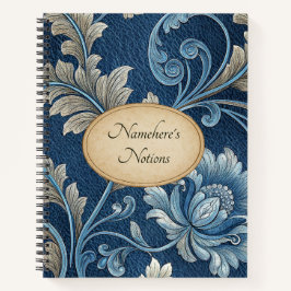Create Your Own Blue Gold  Embossed Vintage Flower Notizbuch