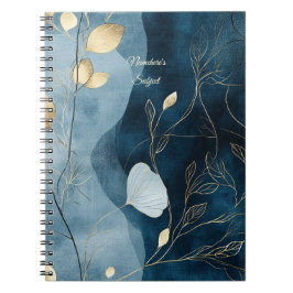 Create Your Own Blue Gold Floral Minimalist Notizblock
