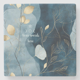 Create Your Own Blue Gold Floral Minimalist Steinuntersetzer