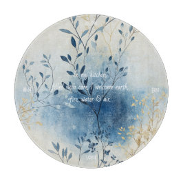 Create Your Own Blue Mist Gold Floral Minimalist Schneidebrett