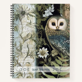 Create Your Own Blue Owl Floral Botanical Notizbuch