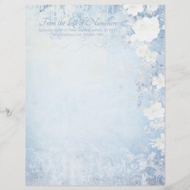 Create Your Own Blue Shabby Chic Apple Blossoms Briefbogen (Vorderseite)