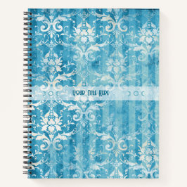 Create Your Own Blue Teal Damask Stripes Notizbuch