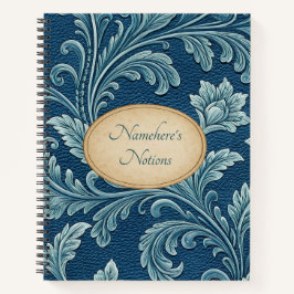 Create Your Own Blue Teal Embossed Vintage Vine Notizbuch