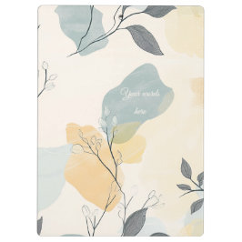 Create Your Own Blue Yellow Leafy Flora Minimalist Klemmbrett