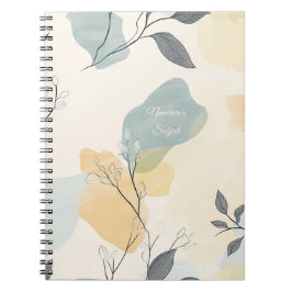 Create Your Own Blue Yellow Leafy Flora Minimalist Notizblock