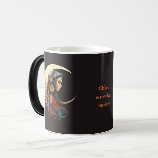 Create Your Own Boho Crescent Moon & Feathers Verwandlungstasse (Vorderseite Links)