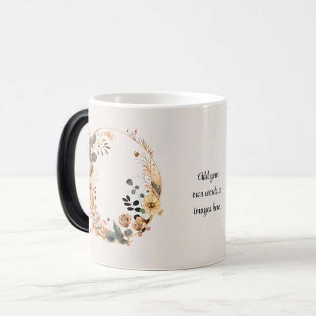 Create Your Own Boho Teal & Gold Floral Moon Verwandlungstasse (Vorderseite Links)