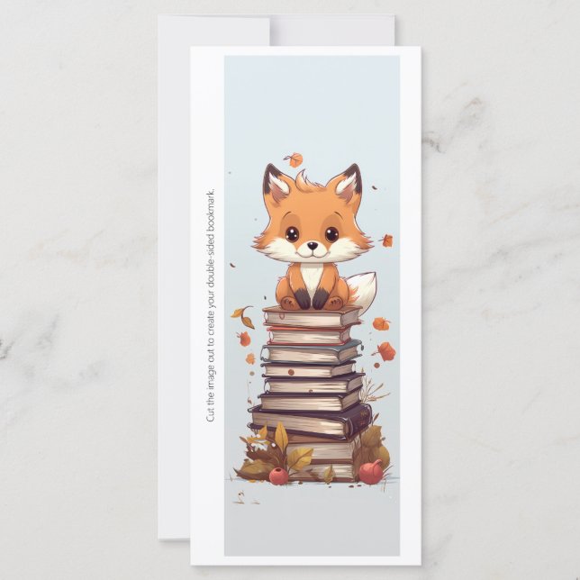 Create Your Own Book Worm Red Fox Bookmark Card (Vorderseite)