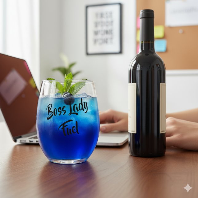 Create Your Own Boss Lady Fuel Stemless Wine Glass Weinglas Ohne Stiel (Von Creator hochgeladen)