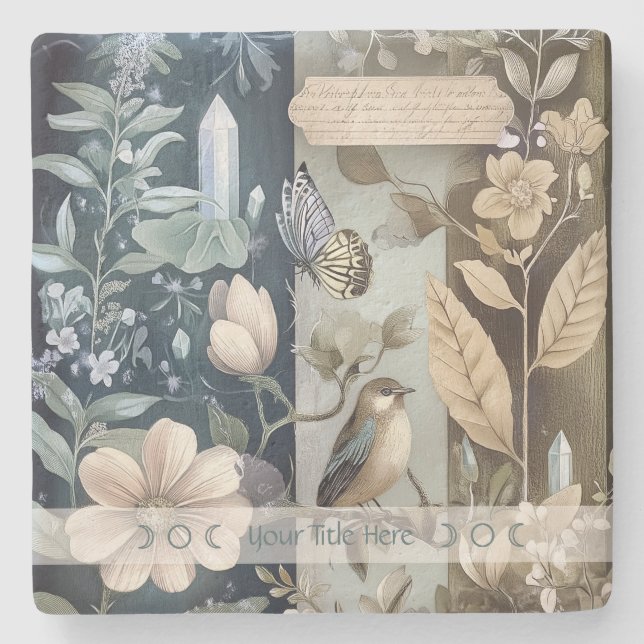 Create Your Own Butterfly Bird Floral Botanical Steinuntersetzer (Vorderseite)