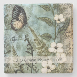 Create Your Own Butterfly & Wildflowers Botanical Steinuntersetzer