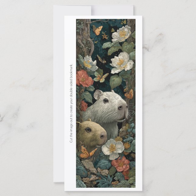 Create Your Own Capybaras Roses Bookmark Card (Vorderseite)