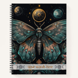 Create Your Own Celestial Blue Orange Fantasy Moth Notizbuch