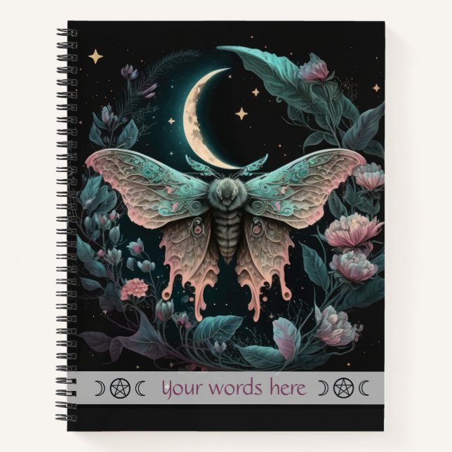 Create Your Own Celestial Garden Moth Floral Notizbuch (Vorderseite)