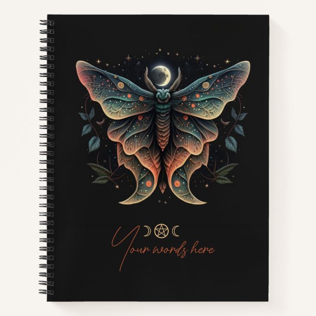 Create Your Own Celestial Lunar Moth Totem Notizbuch (Vorderseite)