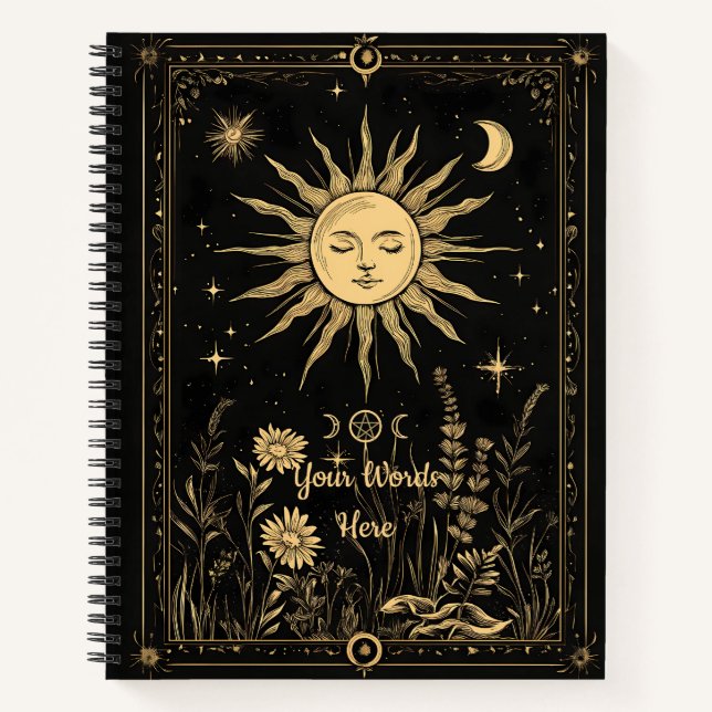 Create Your Own Celestial Solar Garden Black Notizbuch (Vorderseite)