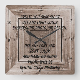 CREATE YOUR OWN CLOCK QUADRATISCHE WANDUHR