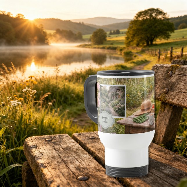 Create your own Coffee before gardening photo Reisebecher (Create your own Coffee before gardening photo Travel Mug. You can add your own photo, name and text.)