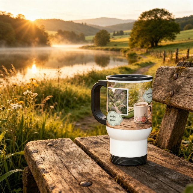 Create your own Coffee before gardening photo Reisebecher (Create your own Coffee before gardening photo Travel Mug. You can add your own photo, name and text.)