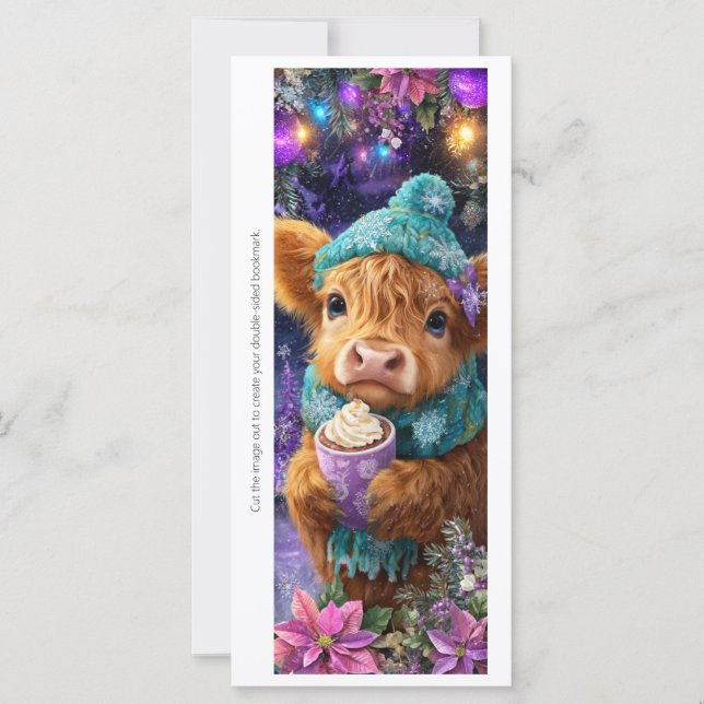 Create Your Own Cozy Highland Cow Bookmark Card (Vorderseite)
