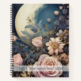 Create Your Own Crescent Moon Pink Rose Garden Notizbuch