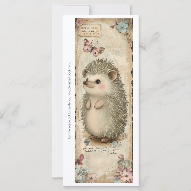 Create Your Own Curious Hedgehog Bookmark Card (Vorderseite)