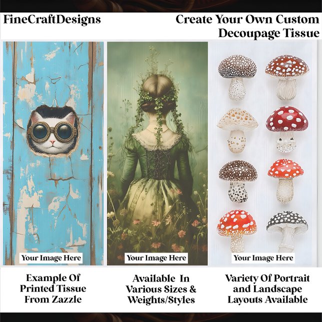 Create Your Own Custom 3 Photo Portrait Decoupage Seidenpapier (Von Creator hochgeladen)