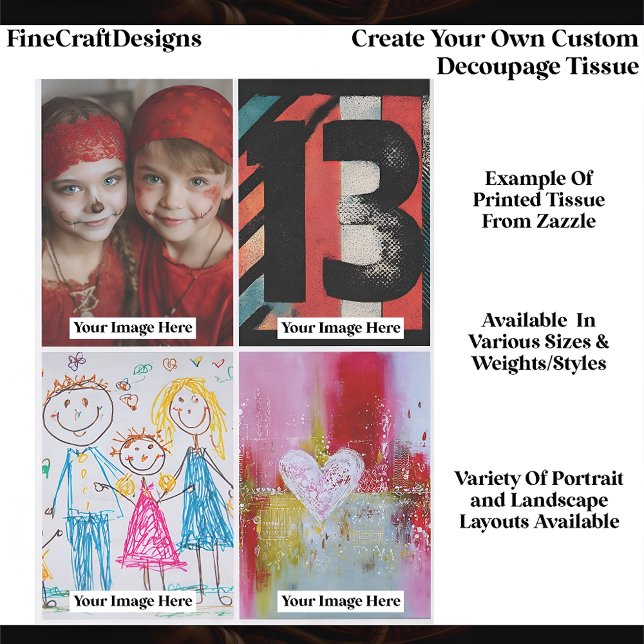 Create Your Own Custom 4 Photo Portrait Decoupage Seidenpapier (Von Creator hochgeladen)