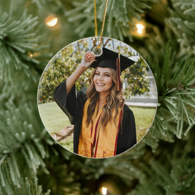 Create Your Own Custom Graduate Photo Keramik Ornament (Baum)