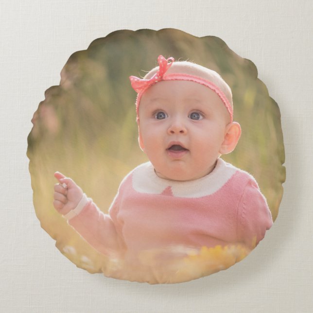 Create Your Own Custom Kids Children Photo Modern Rundes Kissen (Vorderseite)