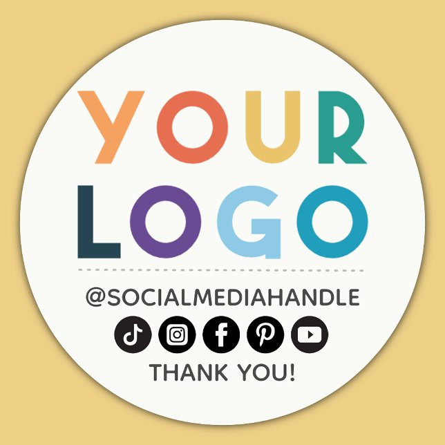 Create Your Own Custom Logo Business Social Media  Runder Aufkleber (Von Creator hochgeladen)