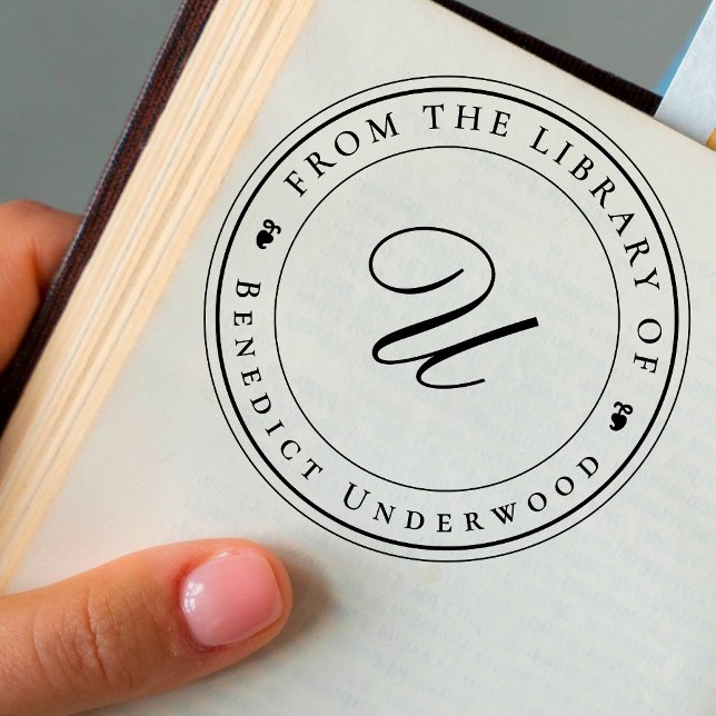 Create Your Own Custom Monogram & Ivy Bookplate Gummistempel (Von Creator hochgeladen)