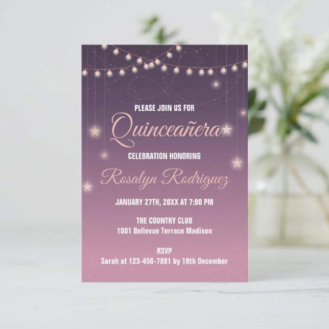 create your own custom Quinceanera 15 birthday Einladung (Stehend Vorderseite)