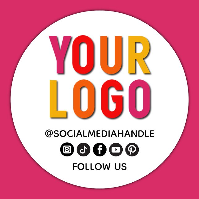 Create Your Own Custom Social Media Business Logo Runder Aufkleber (Von Creator hochgeladen)