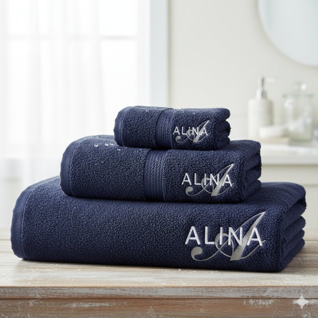 Create Your Own Customize Monogram Color Match Badhandtuch Set (Von Creator hochgeladen)