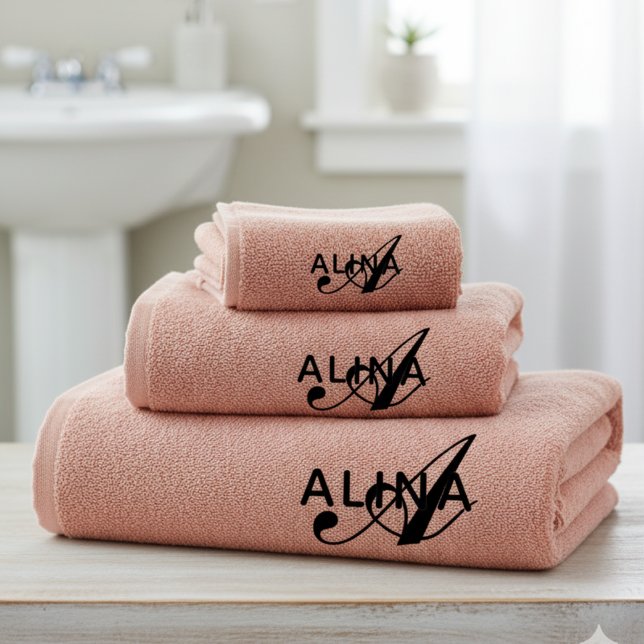 Create Your Own Customize Monogram Color Match Badhandtuch Set (Von Creator hochgeladen)