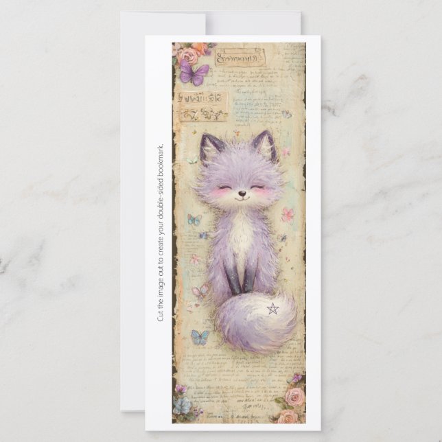 Create Your Own Cute Purple Fox Bookmark Card (Vorderseite)