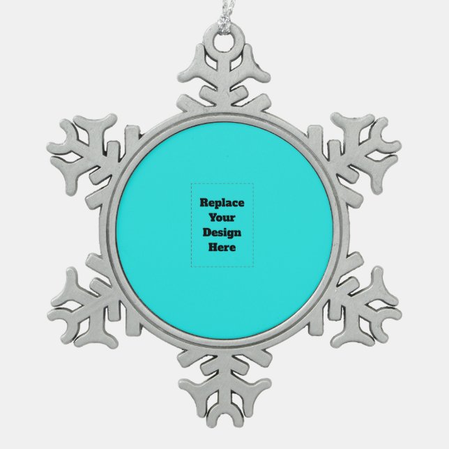 Create Your Own cyan Schneeflocken Zinn-Ornament (Vorderseite)