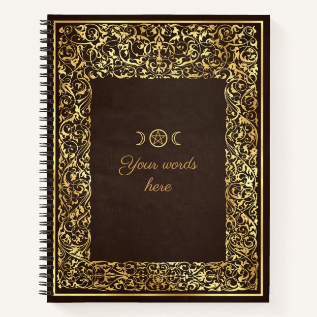 Create Your Own Dark Brown Giided Filigree Notizbuch (Vorderseite)