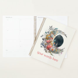 Create Your Own Dark & Light Floral Crescent Moon Planer