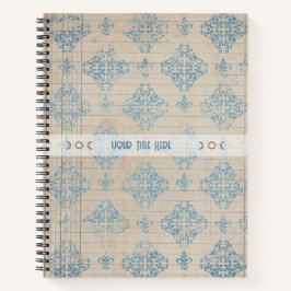 Create Your Own Distressed Blue Damask Lined Paper Notizbuch