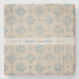 Create Your Own Distressed Blue Damask Lined Paper Steinuntersetzer