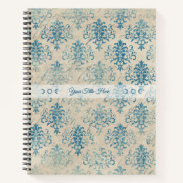 Create Your Own Distressed Vintage Blue Damask Notizbuch