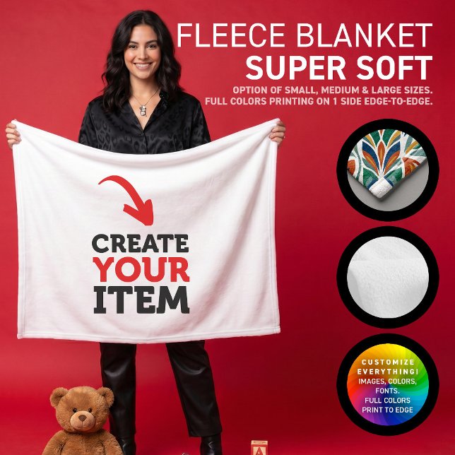 CREATE-YOUR-OWN DIY kundenspezifische Fleecedecke (Create and print your personalized super soft baby fleece blanket, full colors. Design all online!)